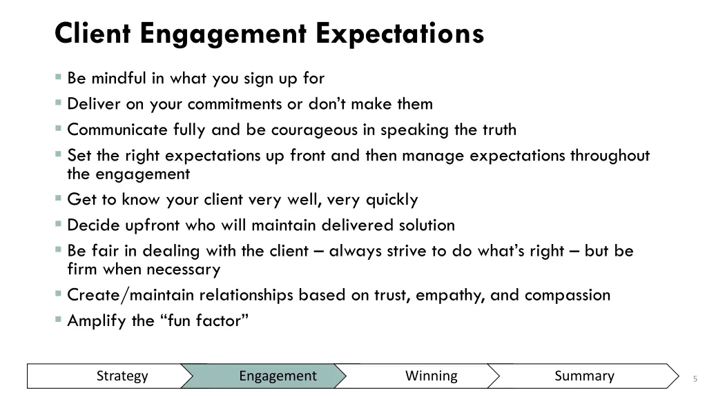 client engagement expectations