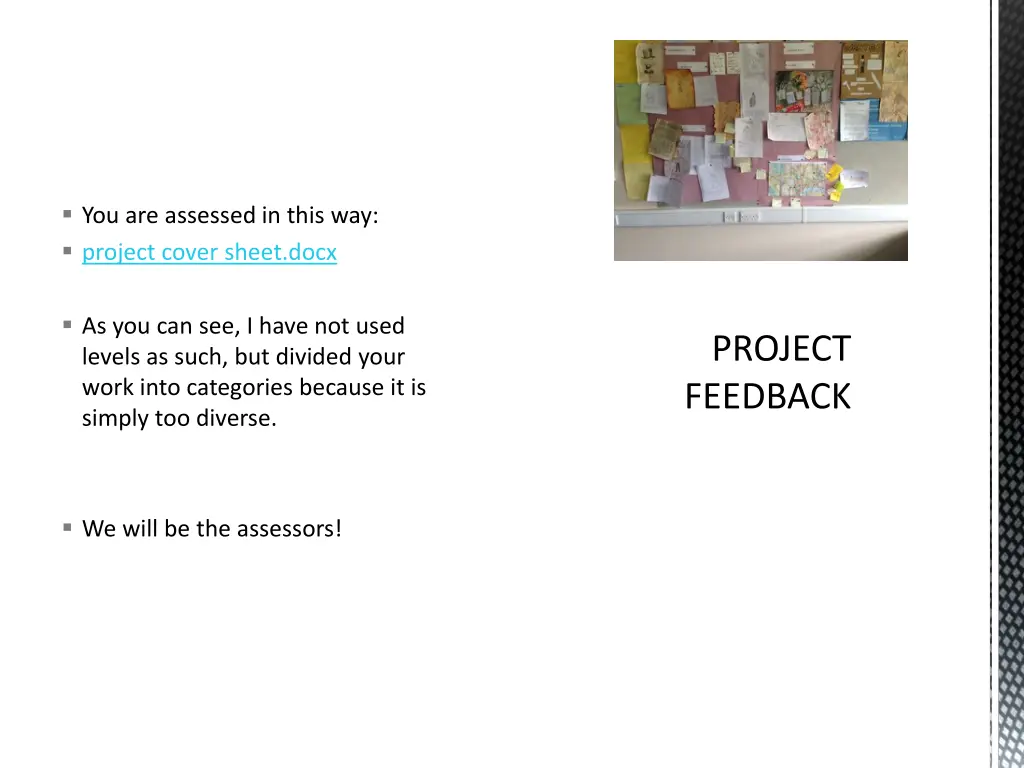 you are assessed in this way project cover sheet