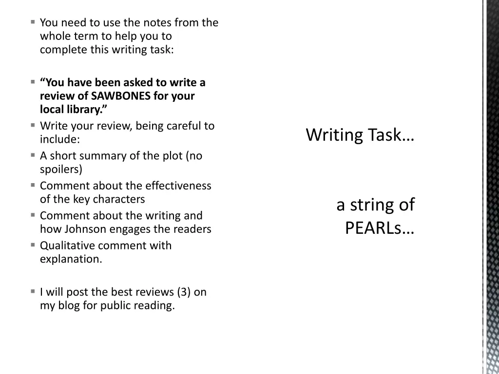 you need to use the notes from the whole term