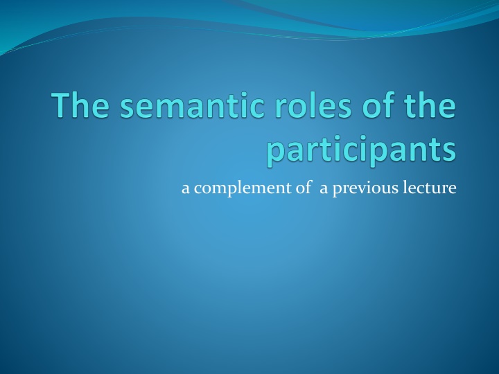 a complement of a previous lecture