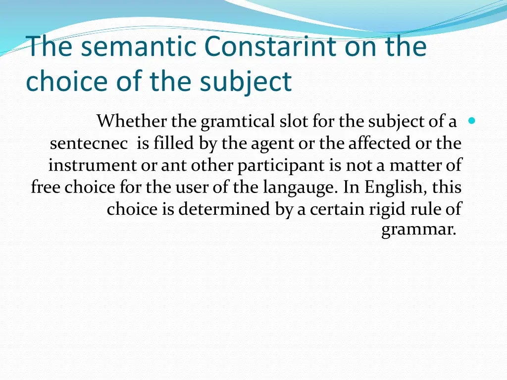 the semantic constarint on the choice