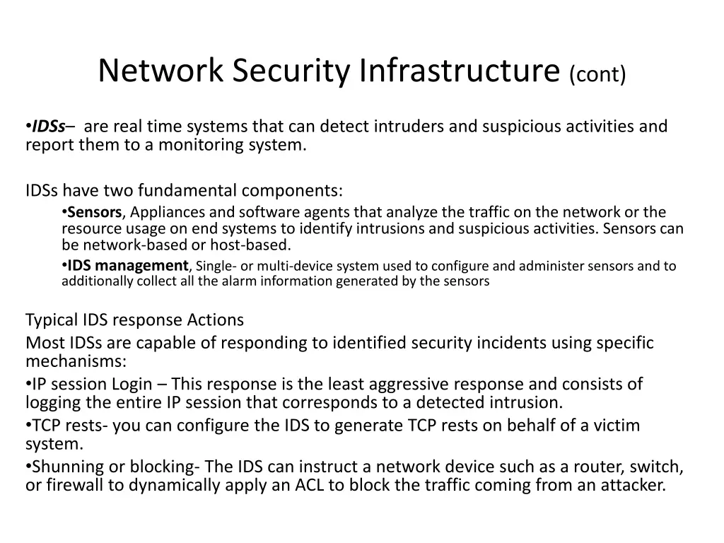 network security infrastructure cont 1