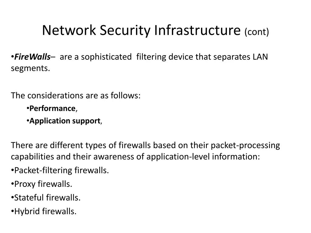 network security infrastructure cont