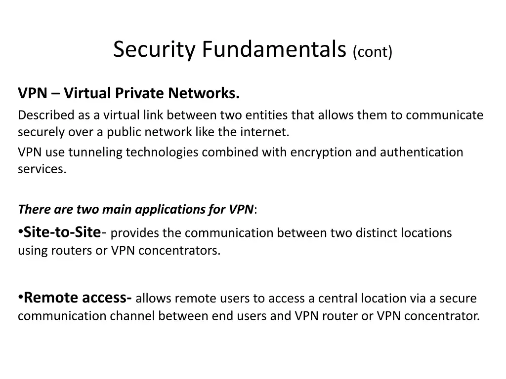 security fundamentals cont 2