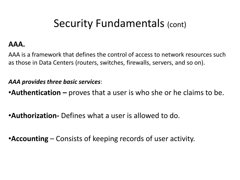 security fundamentals cont 3