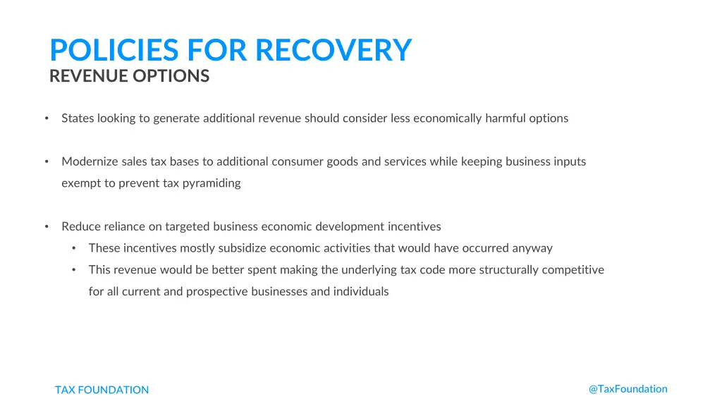 policies for recovery revenue options