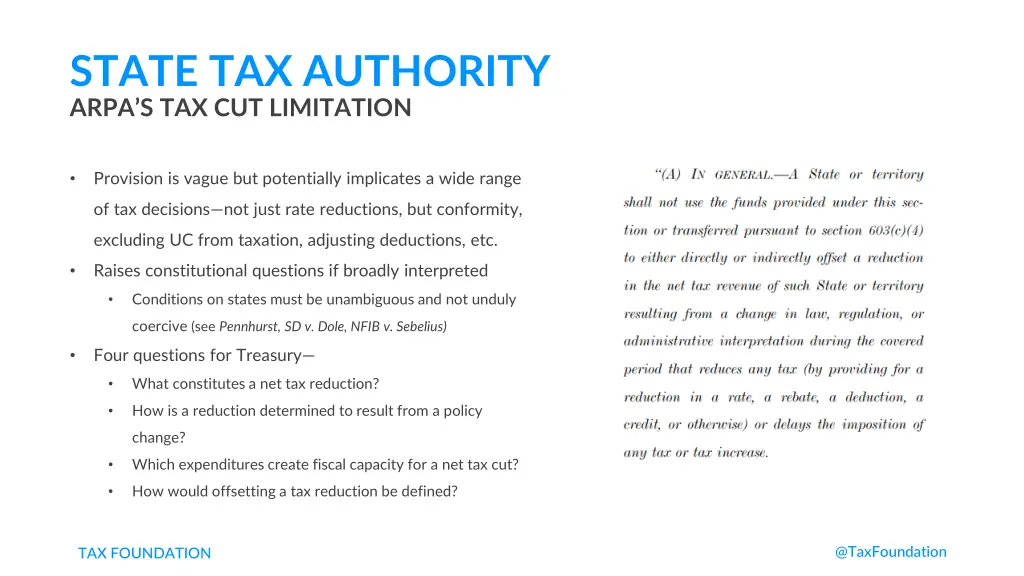 state tax authority arpa s tax cut limitation