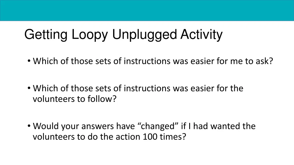 getting loopy unplugged activity 1