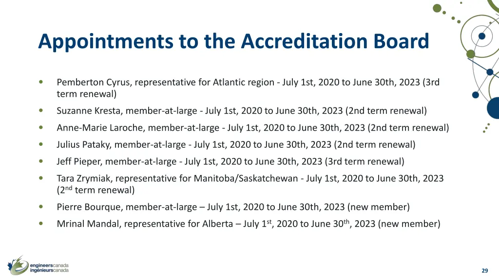 appointments to the accreditation board