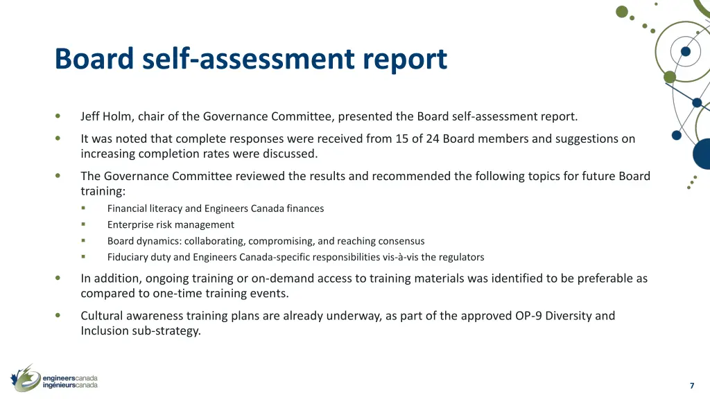 board self assessment report