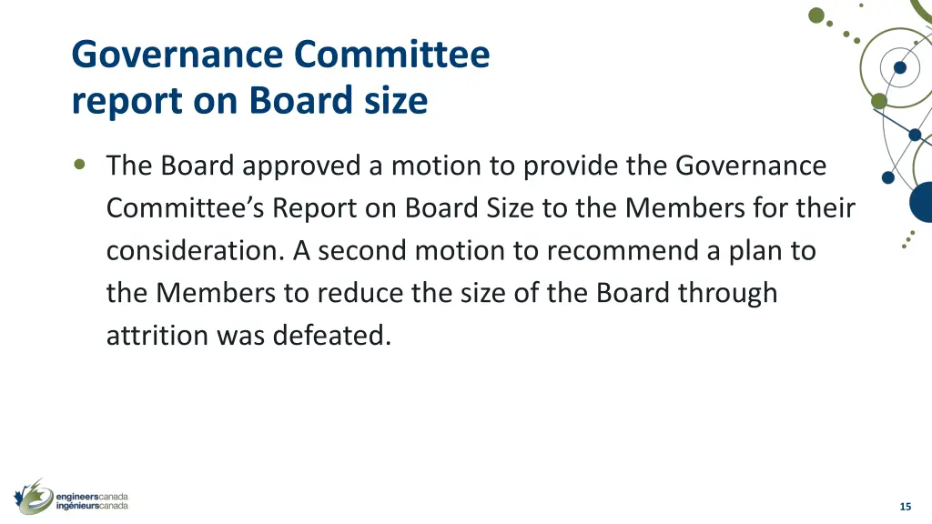 governance committee report on board size