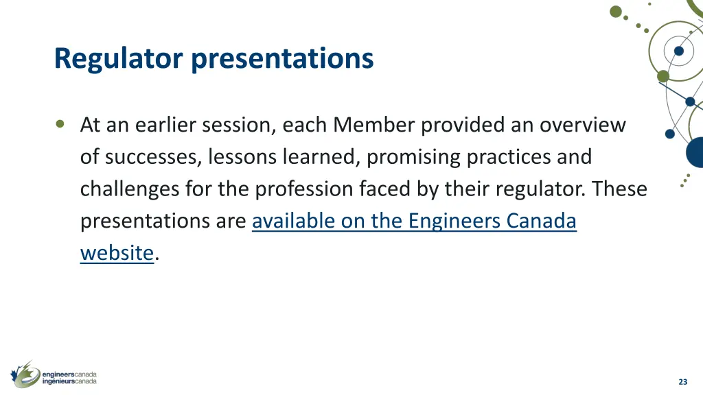 regulator presentations