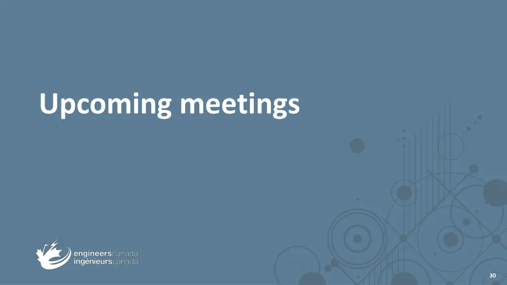 upcoming meetings
