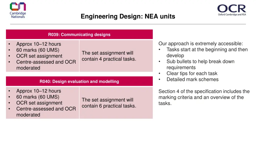 engineering design nea units