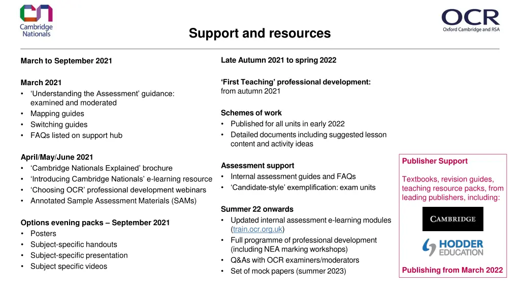 support and resources