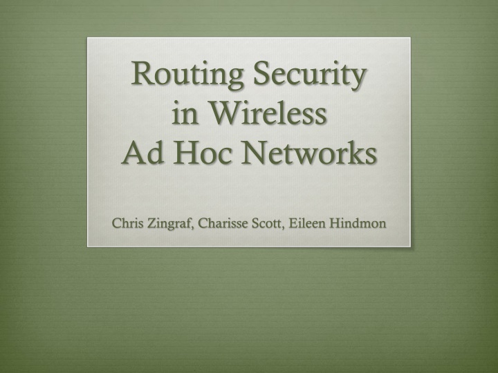 routing security in wireless ad hoc networks