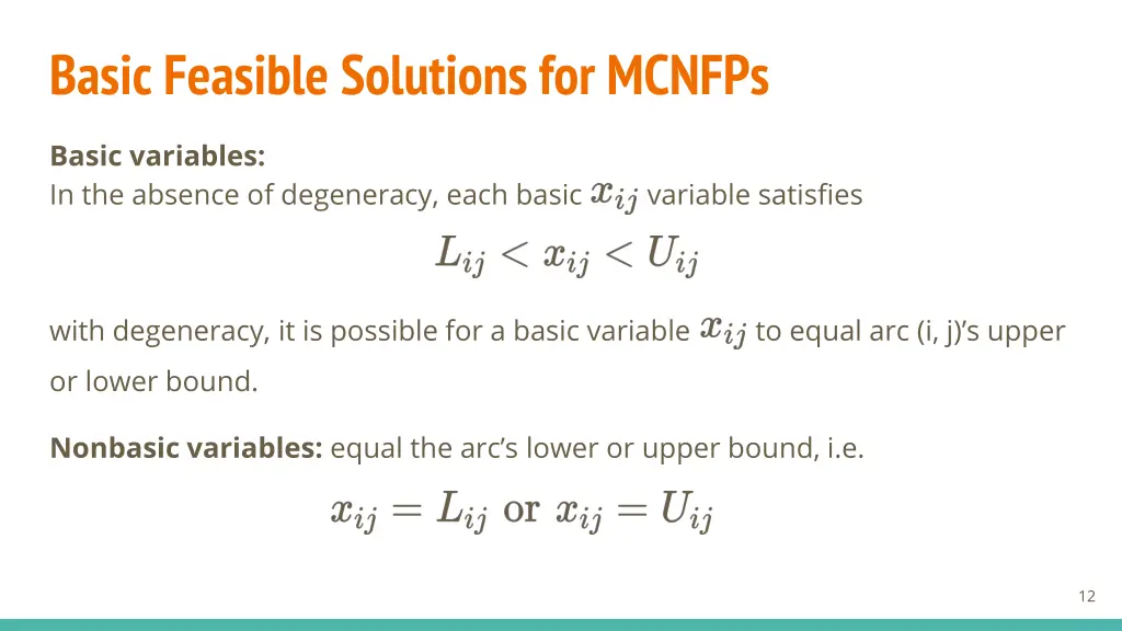 basic feasible solutions for mcnfps