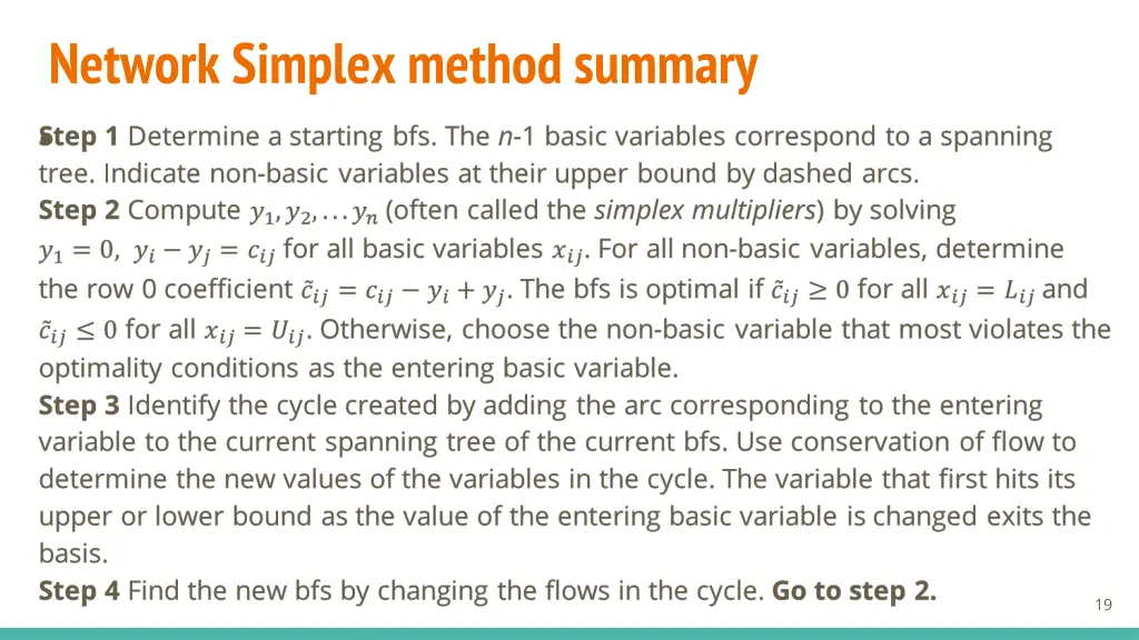 network simplex method summary