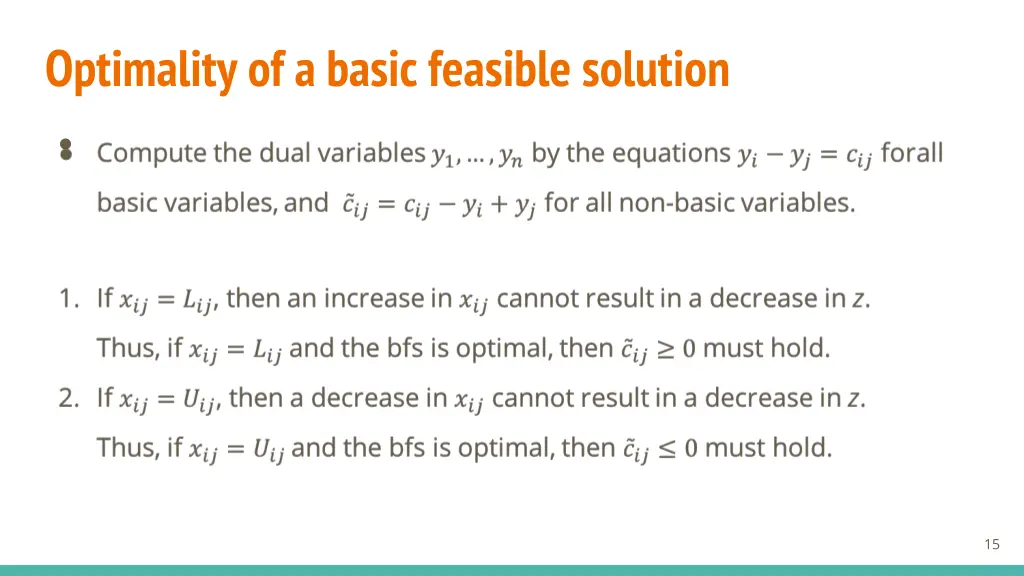 optimality of a basic feasible solution