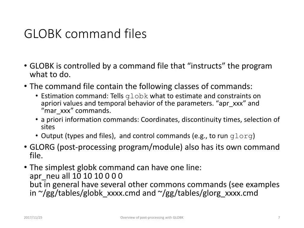 globk command files