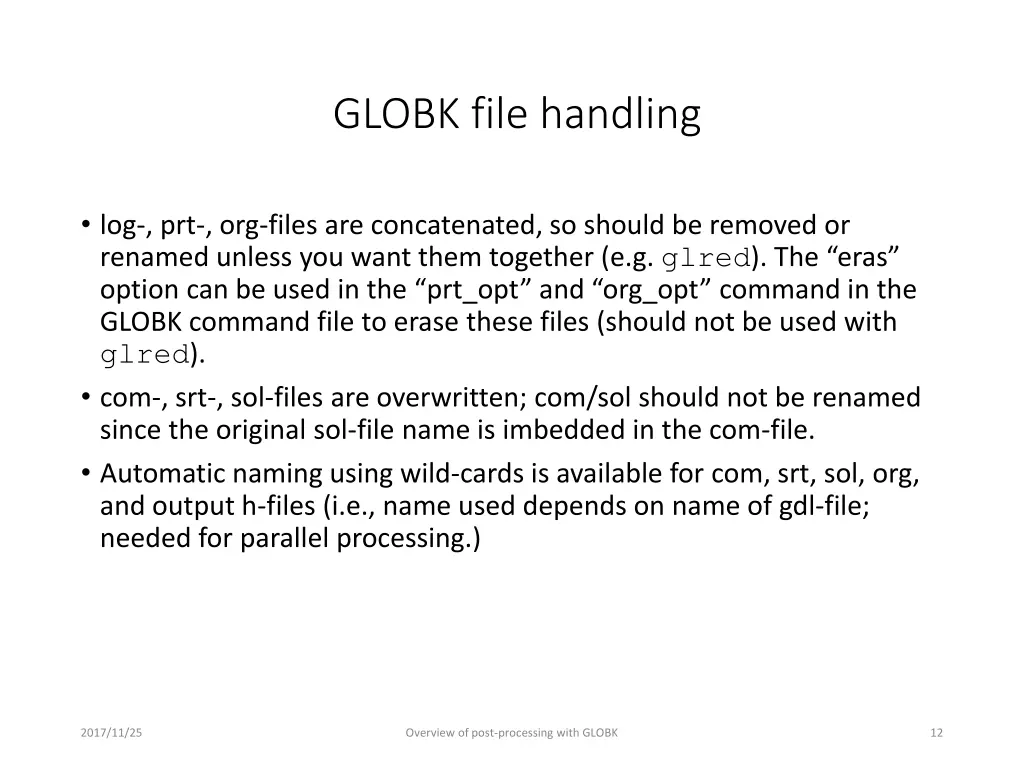 globk file handling