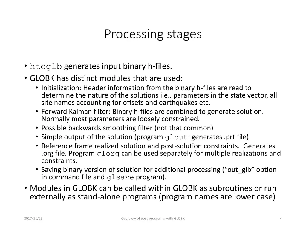 processing stages