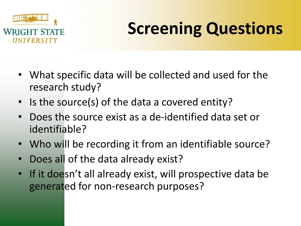 screening questions