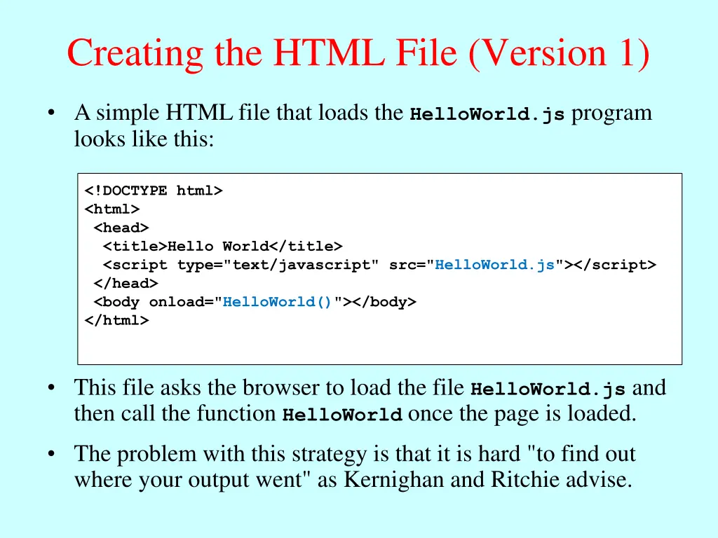 creating the html file version 1
