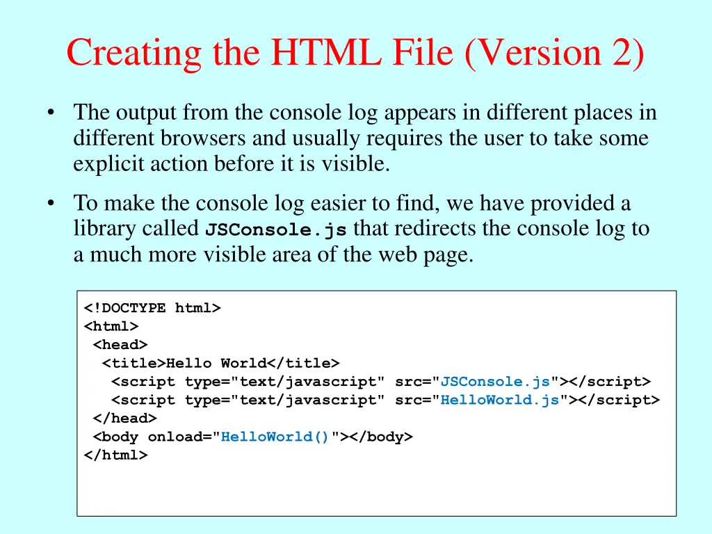 creating the html file version 2