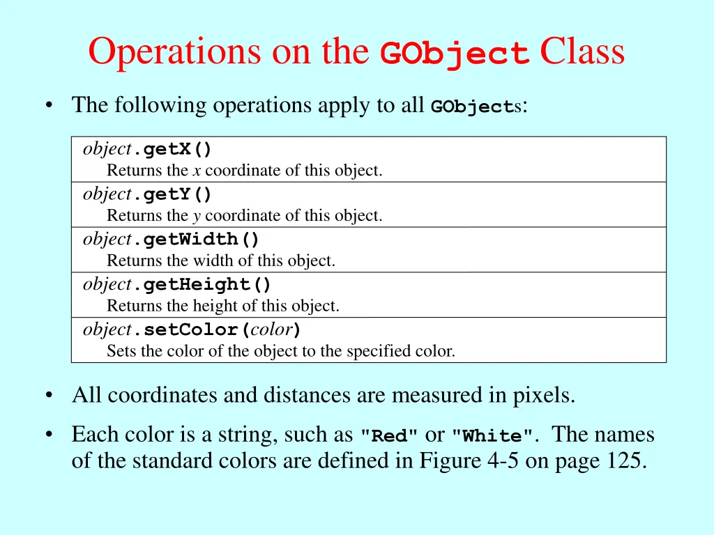operations on the gobject class