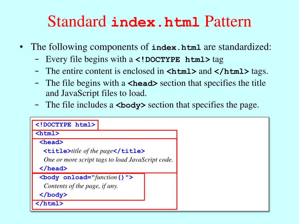 standard index html pattern