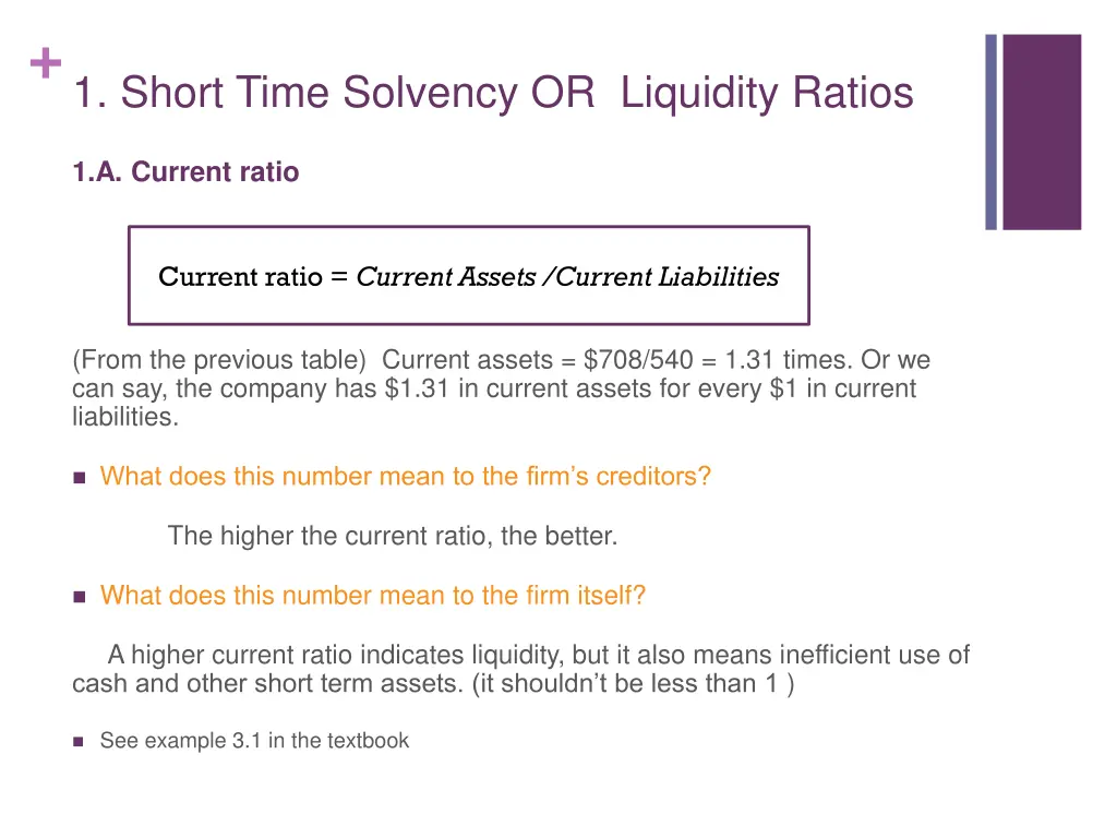 1 short time solvency or liquidity ratios 1