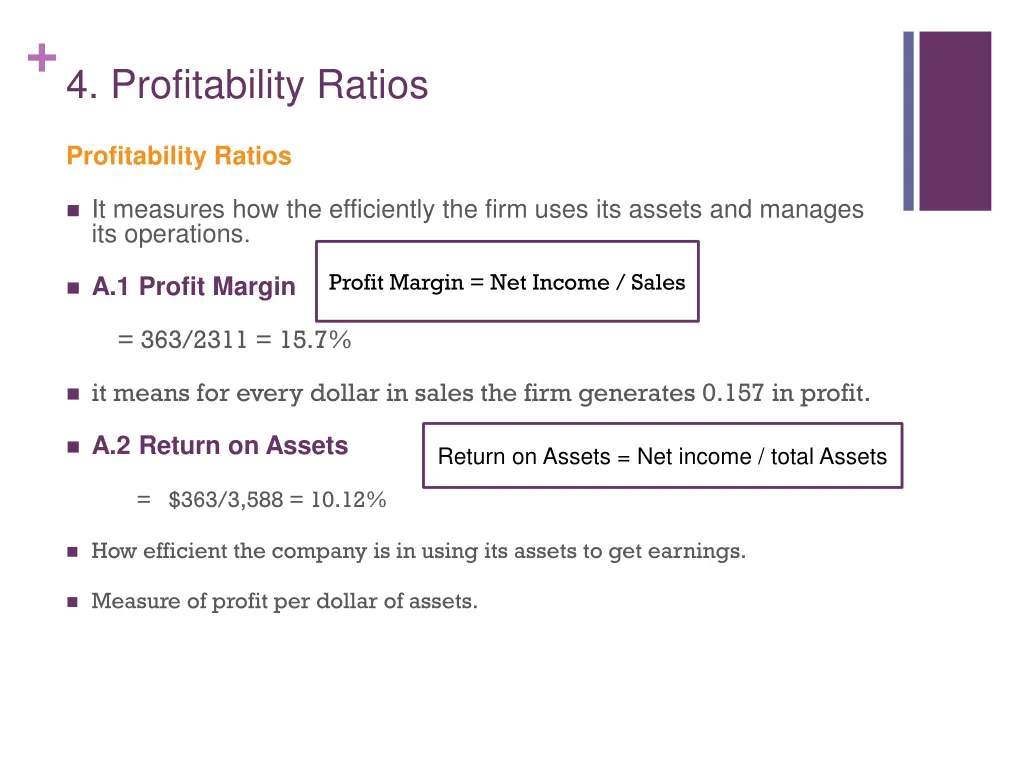 4 profitability ratios