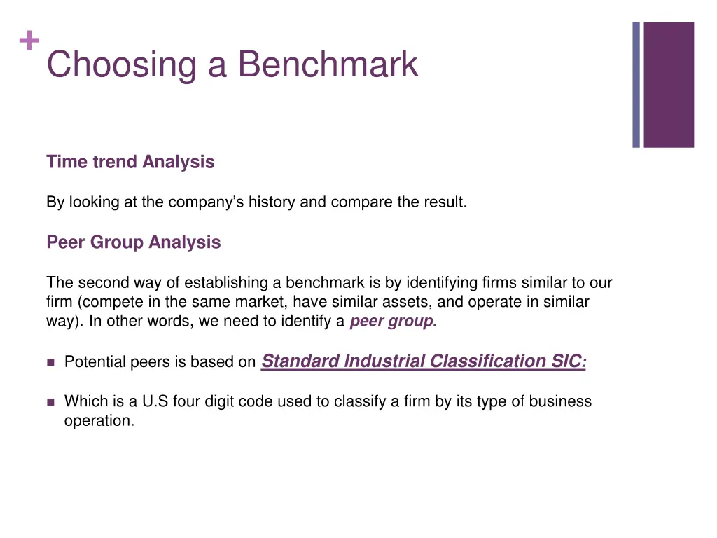 choosing a benchmark