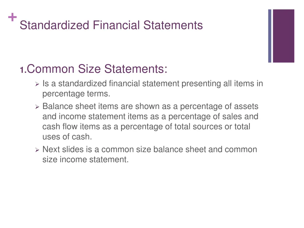 standardized financial statements