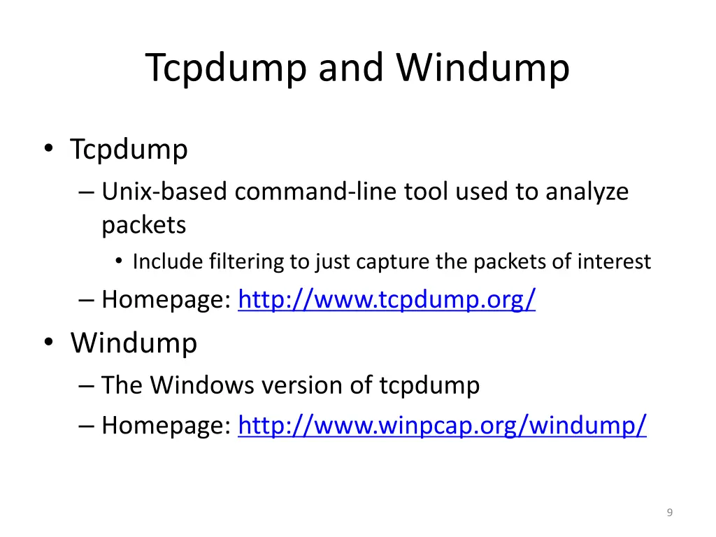 tcpdump and windump