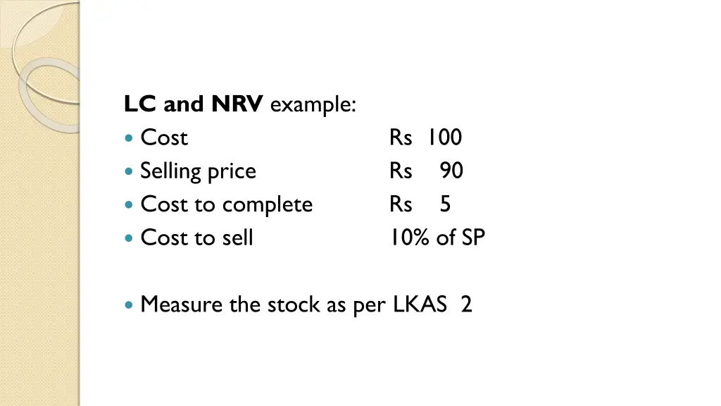 lc and nrv example cost selling price cost