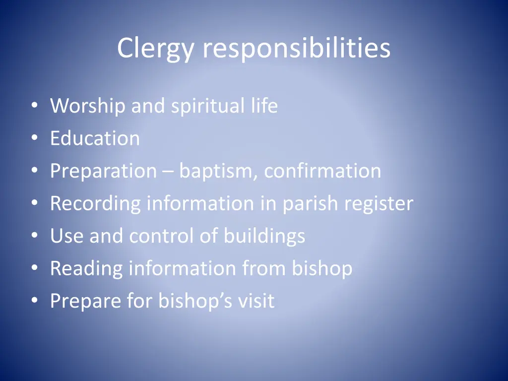 clergy responsibilities