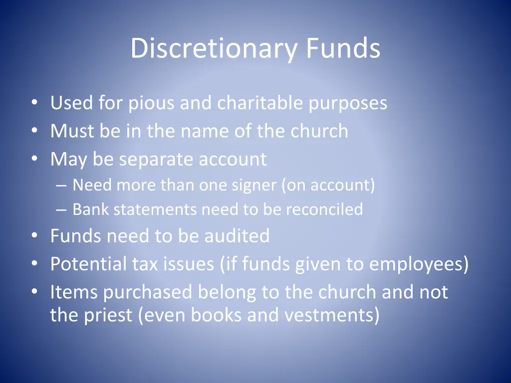discretionary funds