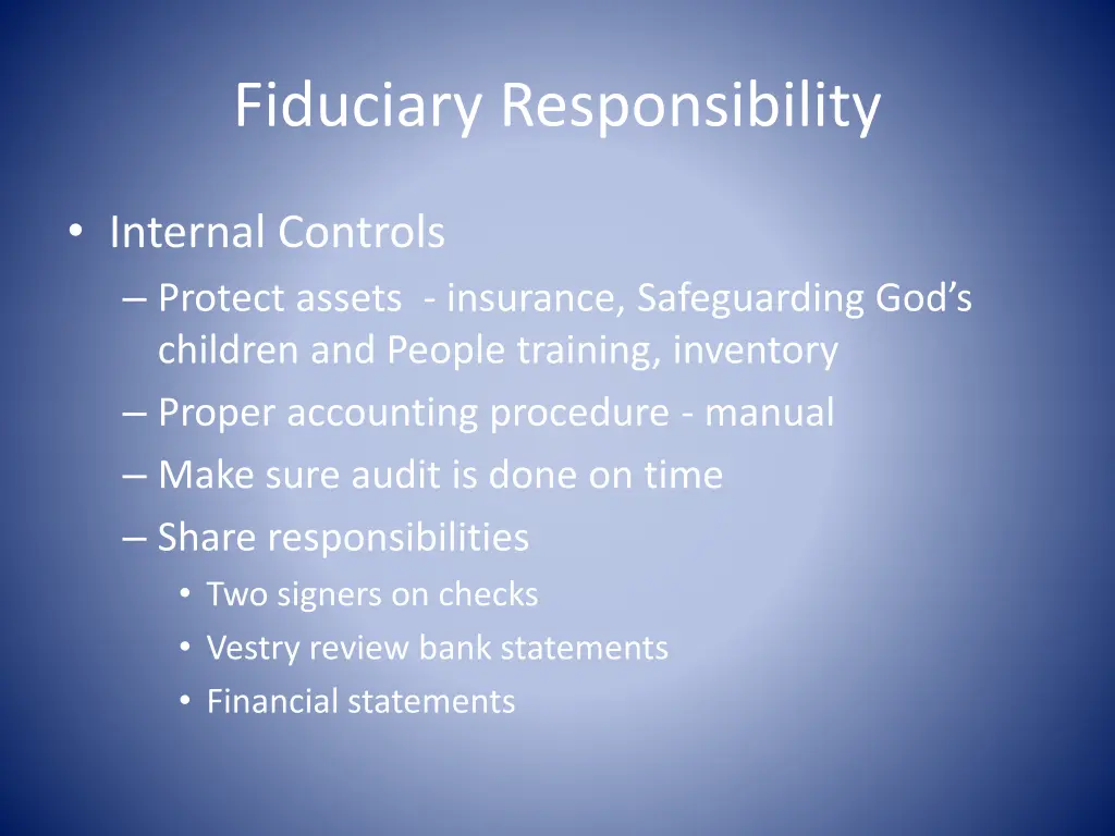 fiduciary responsibility