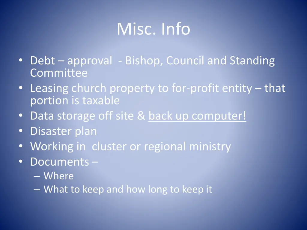 misc info