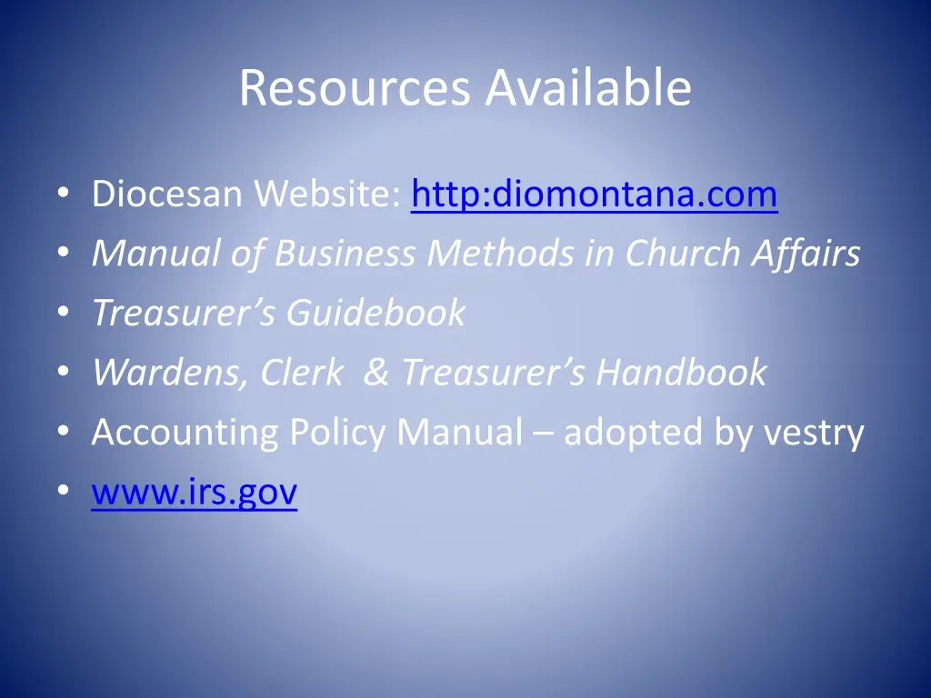 resources available