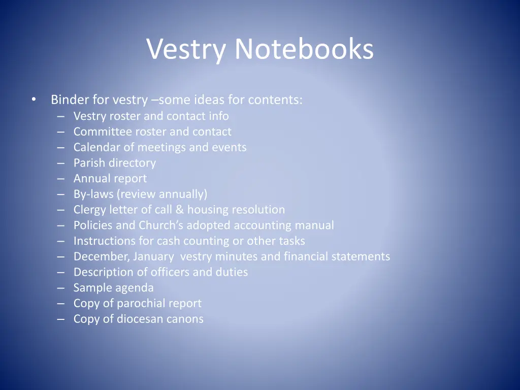 vestry notebooks