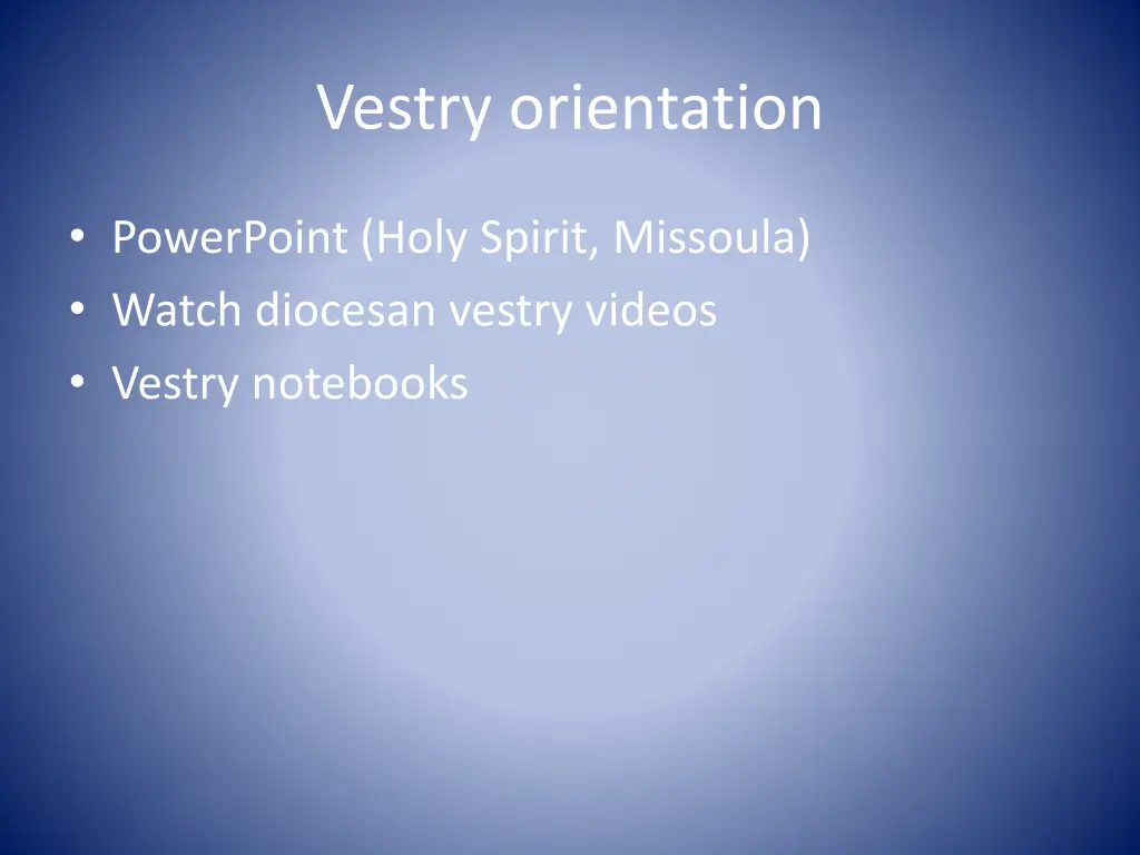 vestry orientation