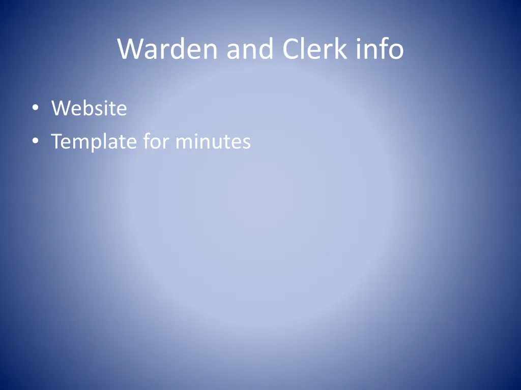 warden and clerk info