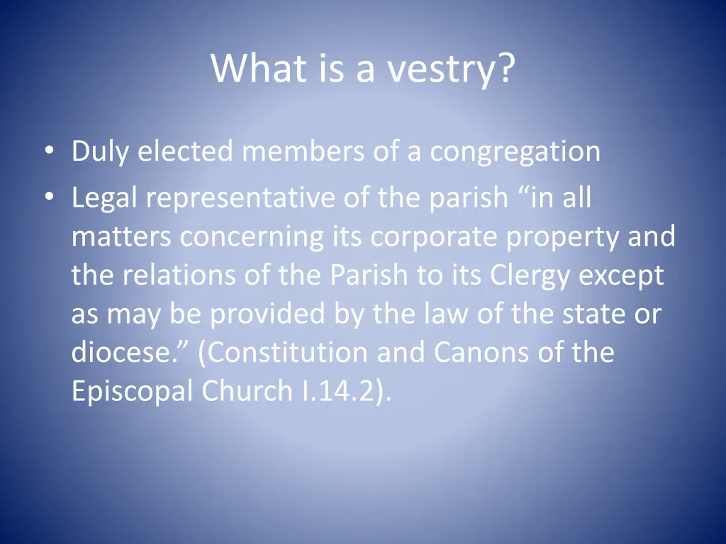 what is a vestry