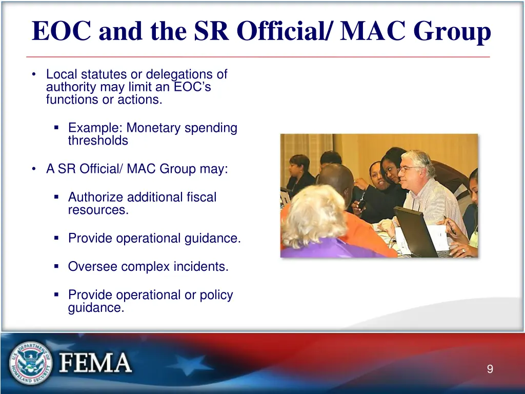 eoc and the sr official mac group