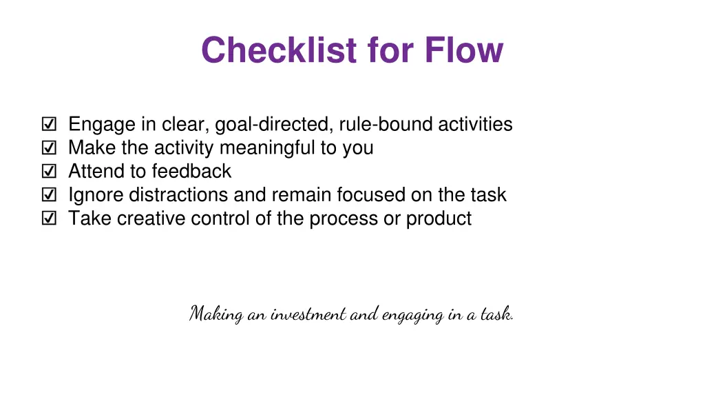 checklist for flow