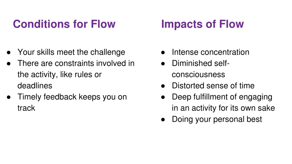 conditions for flow impacts of flow