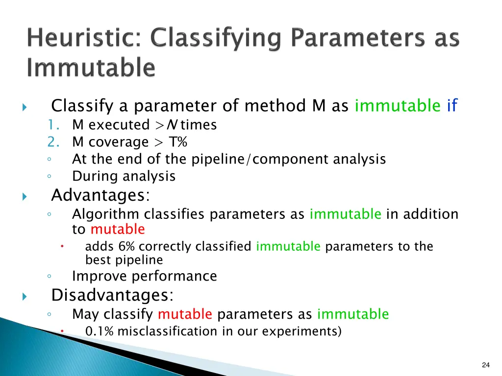 classify a parameter of method m as immutable